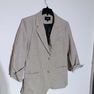 Ayuko Studio Tan Melange Single Breasted Roll Tab Sleeve Blazer